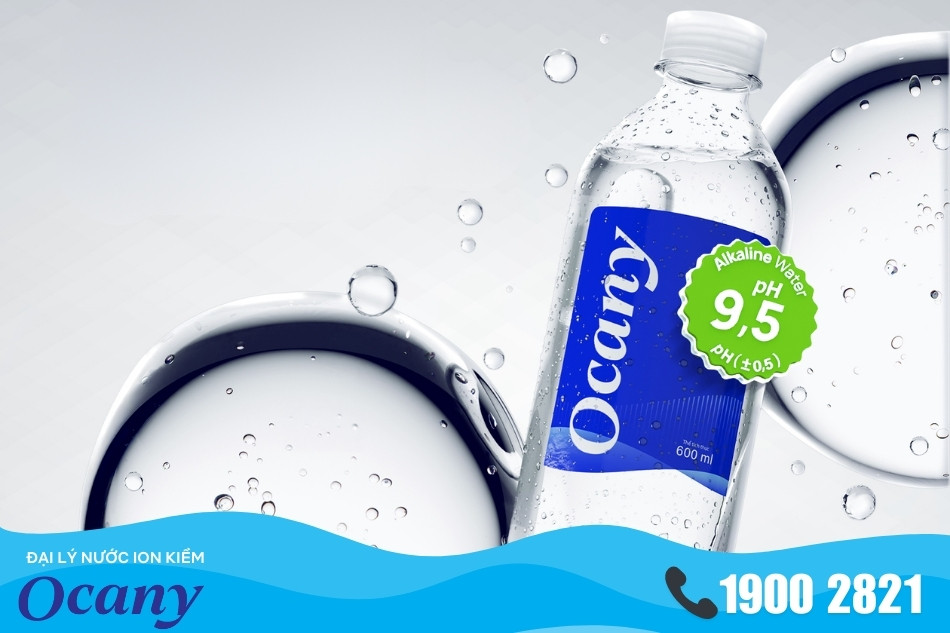 Nước ion kiềm Ocany với độ pH 9.5 giúp trung hòa axit dạ dày dư thừa trong cơ thể